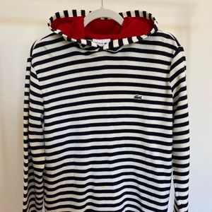 Lacoste Navy Blue Stripe Hoodie Size Large